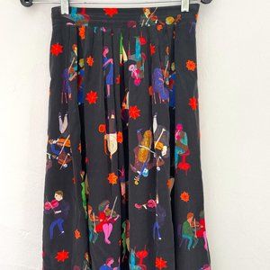 Gorman midi print silk skirt